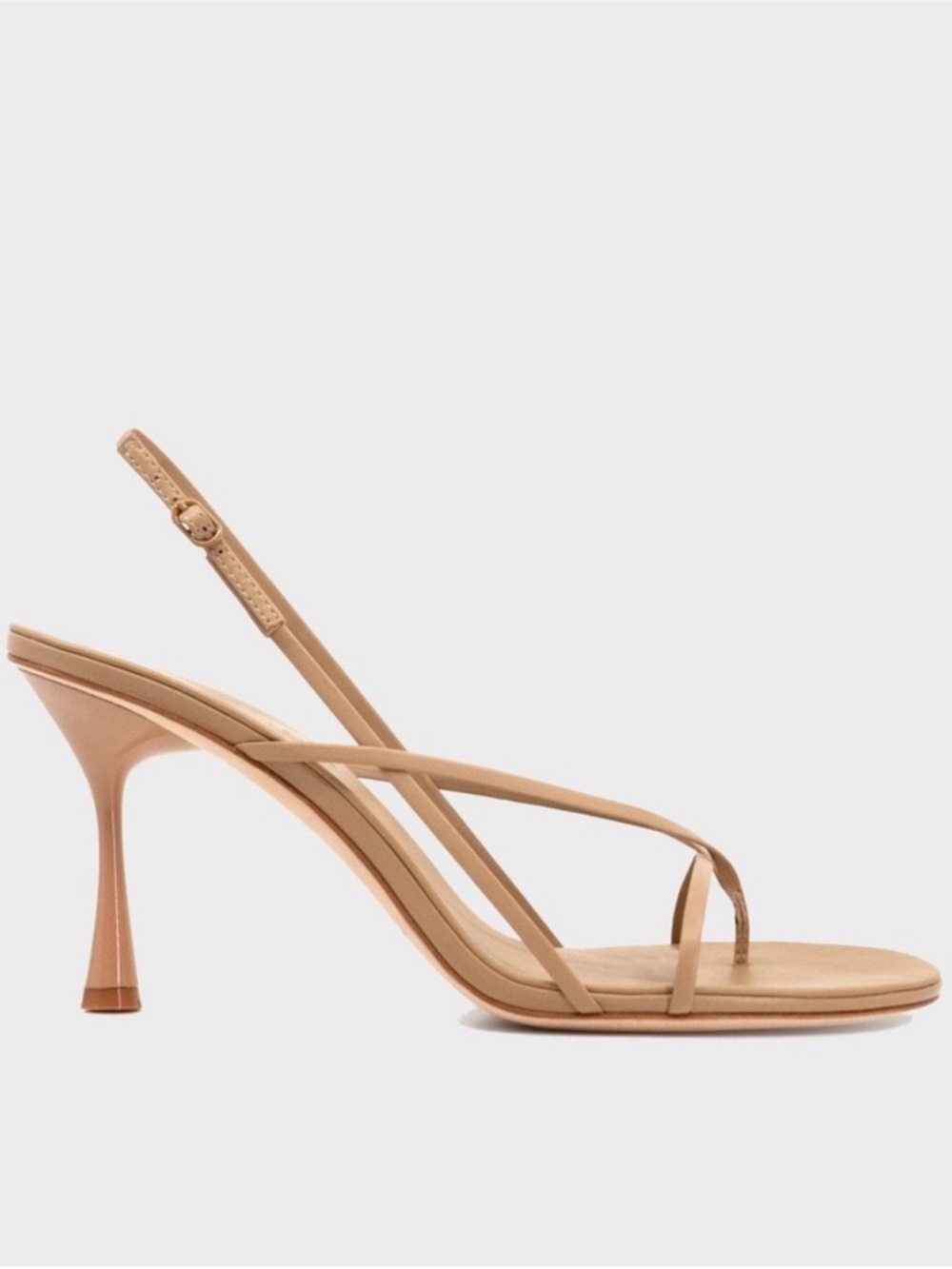 STUDIO AMELIA Beige Tan Strappy Slingback Sandal